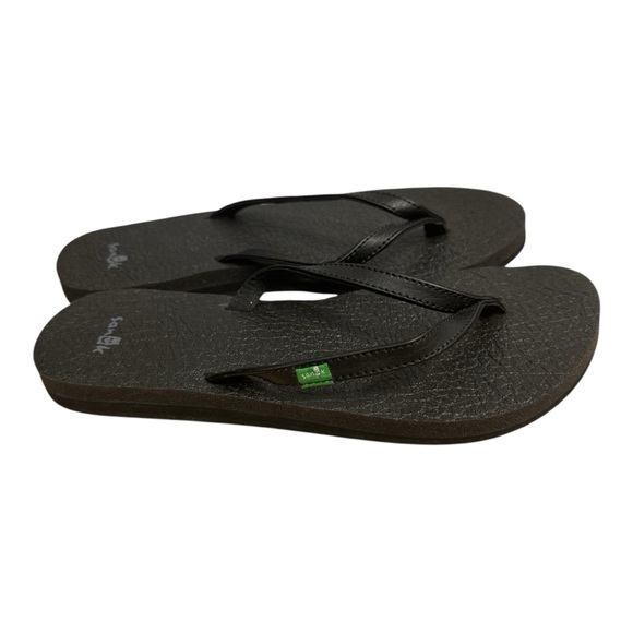 Sanuk Black Yoga Mat Flip Flops Women’s Size 7 Comfortable Thong Sandals EUC - Picture 1 of 6